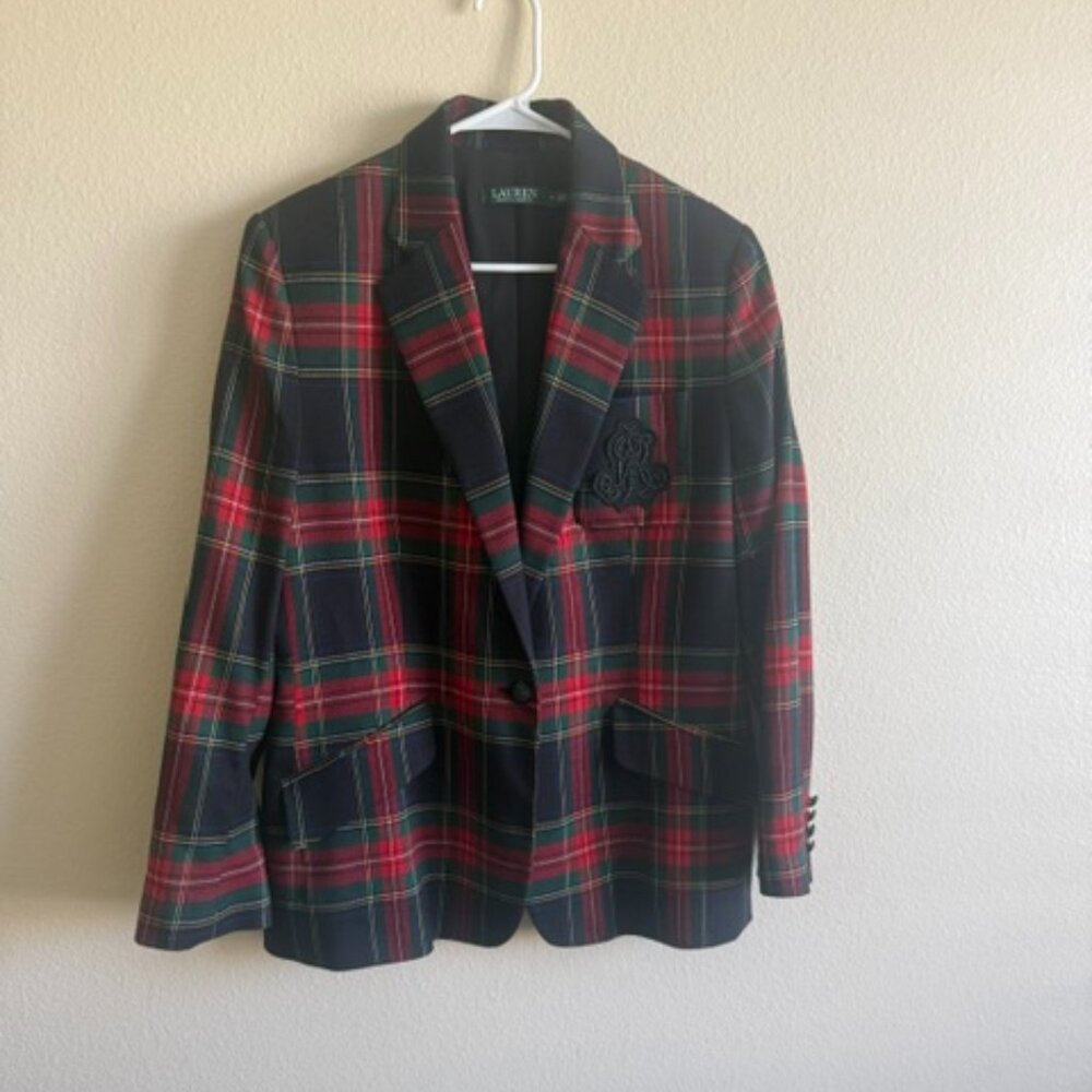 Lauren Ralph Lauren Tartan Crest Twill Plaid Blazer